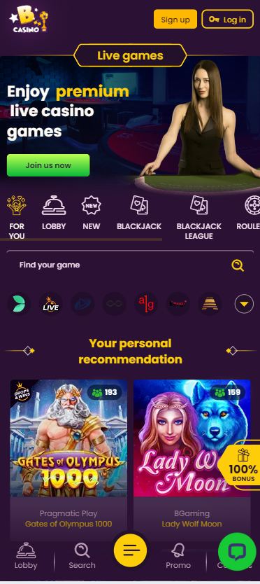 Bizzo Casino Mobile Phone Games View