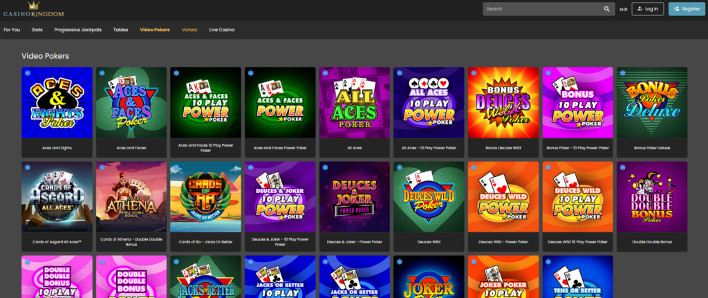 Casino Kingdom Computer, Tablet and  Laptop games section view