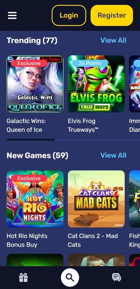 Galactic Wins Casino Mobile Phone games view