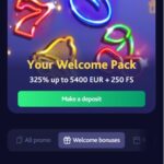 7Bit Casino Mobile Interface Showing Welcome Pack Promotion