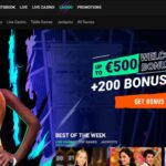 Betinia Casino Home Page Screen