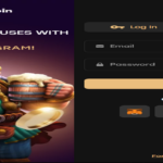 Login page of Fairspin casino website featuring a promotional banner for their loyalty program on the left, with an image of a bearded character holding a beer mug and gold coins. On the right, there are fields for email and password input, with "Log In" and "Sign Up" options at the top. Below, there are buttons for "Login" and additional login options via MetaMask, Apple, Google, and Telegram. There is also a "Forgot password?" link at the bottom