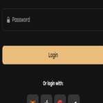 Mobile view of Fairspin casino login page featuring fields for email and password input. Below the input fields is a "Login" button in orange. There are additional options to log in with MetaMask, Apple, Google, and Telegram. At the bottom, there are links for "Sign up" for new accounts and "Forgot password?" for password recovery.