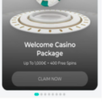 Spinoli Casino mobile view showcasing the Welcome Casino Package with up to €1,000 and 400 free spins