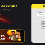 FEZbet create an account page, prompting users to enter their email to start the sign-up process, with a welcome bonus offer of 100% up to €500, 200 free spins, and 1 Bonus Crab displayed below