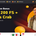 FEZbet homepage featuring a 100% welcome bonus of €500, 200 free spins, and 1 Bonus Crab, with a character holding a book and a Get Bonus button below, along with live event listings for sports matches